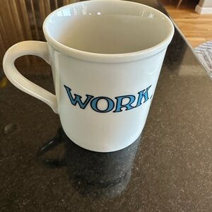 Work is a 4 Letter Word.  Work humor coffee cup.